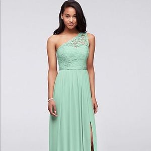 David’s Bridal Lace One Shoulder Bridesmaid Dress